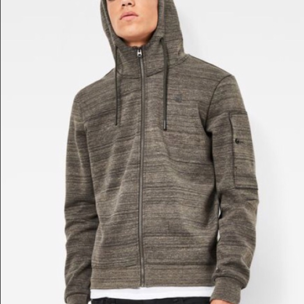 G-Star Olive Green Zip-Up Hooded Sweatshirt
